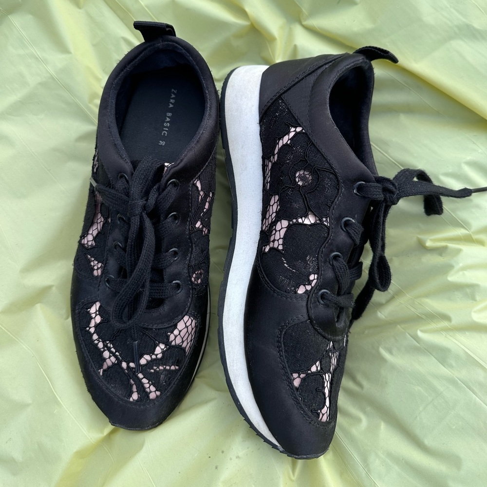 Zara Black Lace Women's Sneakers